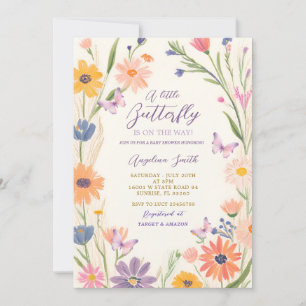 Meadow Garden WildblomButterflies Baby Shower Inbjudningar