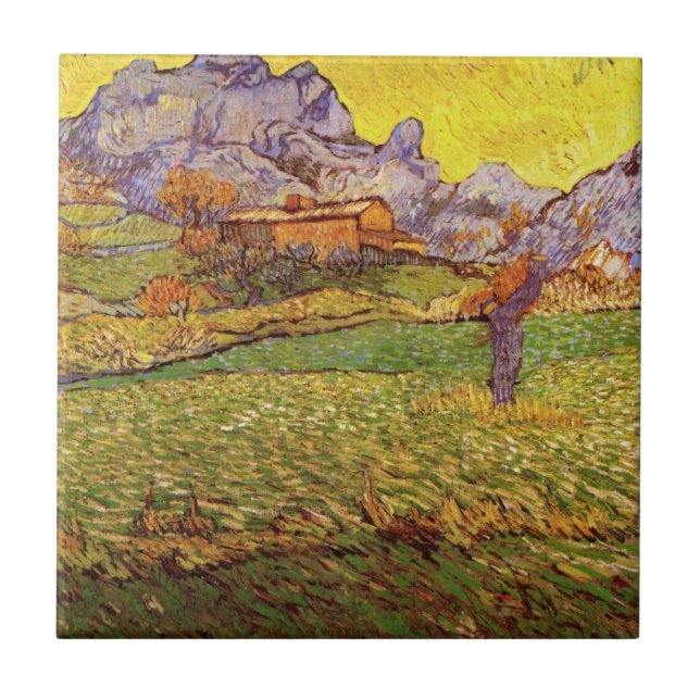 Meadow in Mountain av Vincent van Gogh Kakelplatta (Framsidan)