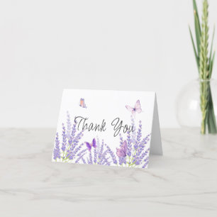 Meadow Lavender Blommigt Butterfly Baby Shower Tack Kort