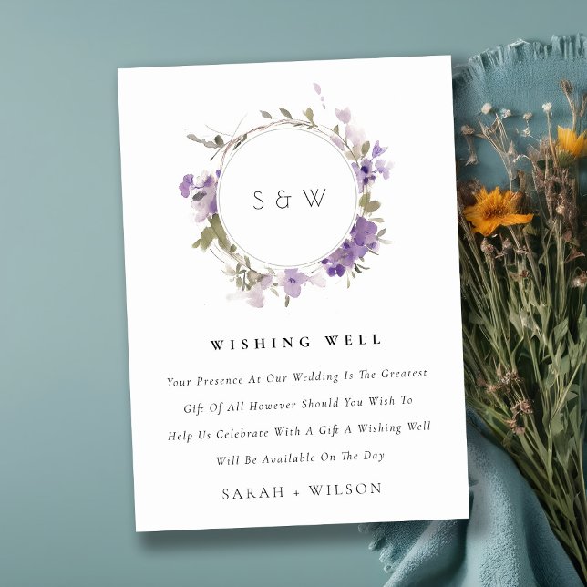 Meadow Lilac Blommigt Wandeand Bröllop Wishing Wis Tilläggskort (Skapare uppladdad)