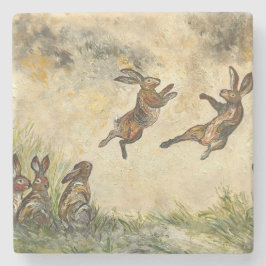 Meadow Matchup Playful Hares in a Meadow  Stenunderlägg