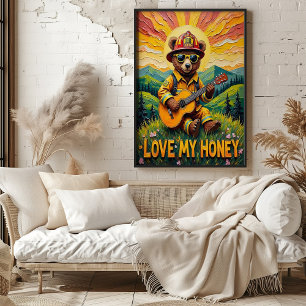 Meadow Melodies: Bear's Sunset Sång Poster