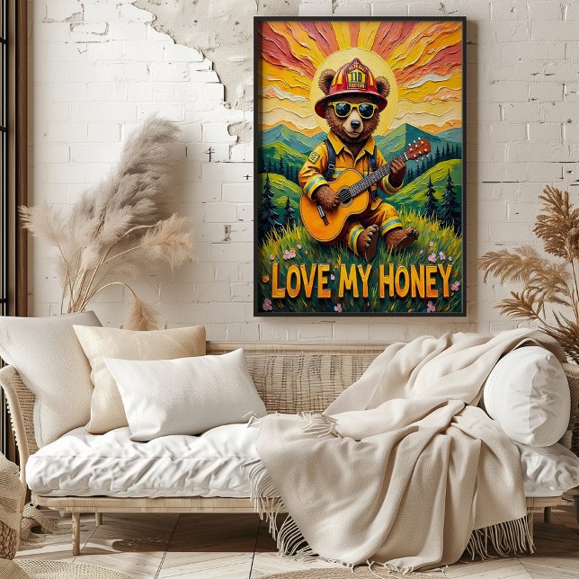 Meadow Melodies: Bear's Sunset Sång Poster (Skapare uppladdad)