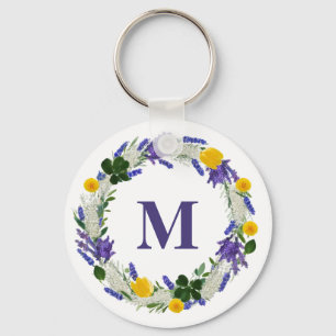 Meadow Monogram - Anpassningsbar Lavender Nyckelring