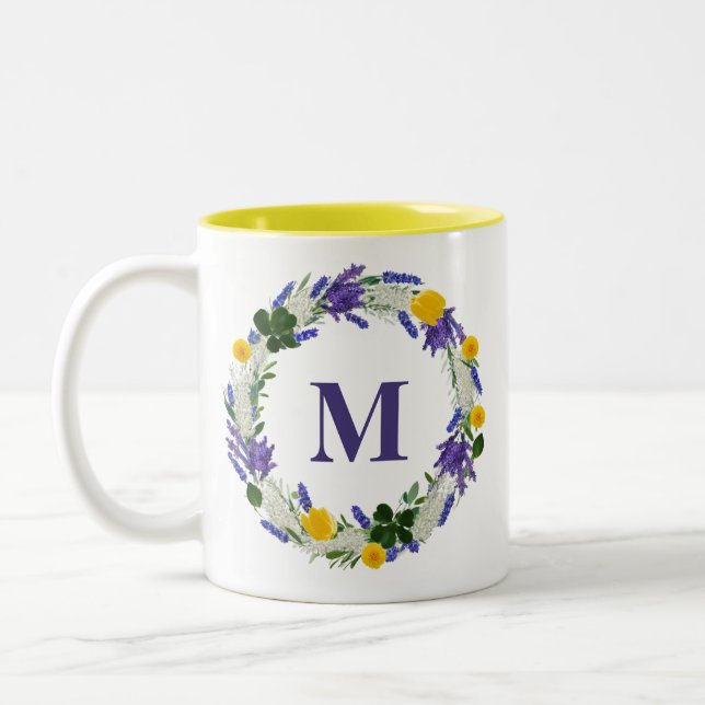Meadow Monogram - Anpassningsbar Lavender Två-Tonad Mugg (Vänster)