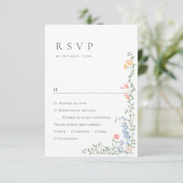 Meadow Pastel Fransk Ro Blommigt Bröllop OSA Kort