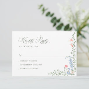 Meadow Pastel Fransk Ro Blommigt Bröllop OSA Kort