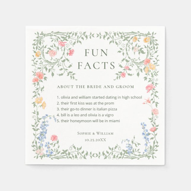 Meadow Pastel Fransk Ro Blommigt Bröllop Pappersservett (Framsidan)