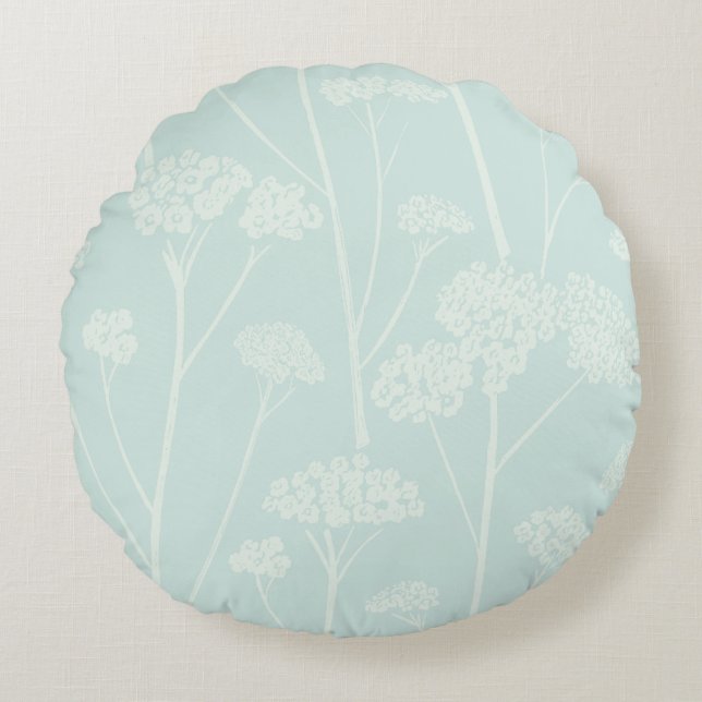 Meadow Silence Soft Aqua Pale Seafoam Rund Kudde (Framsidan)