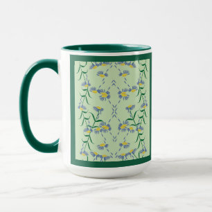 Meadow Soiree Collection Mugg Blue, Gult, Gröntar.