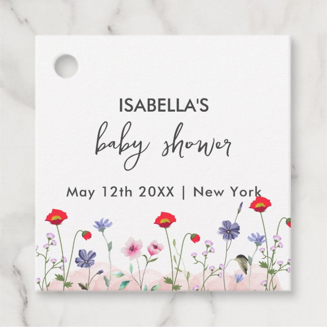 Meadow Summer WildblomBaby Shower Gåvor Etiketter (Framsida)