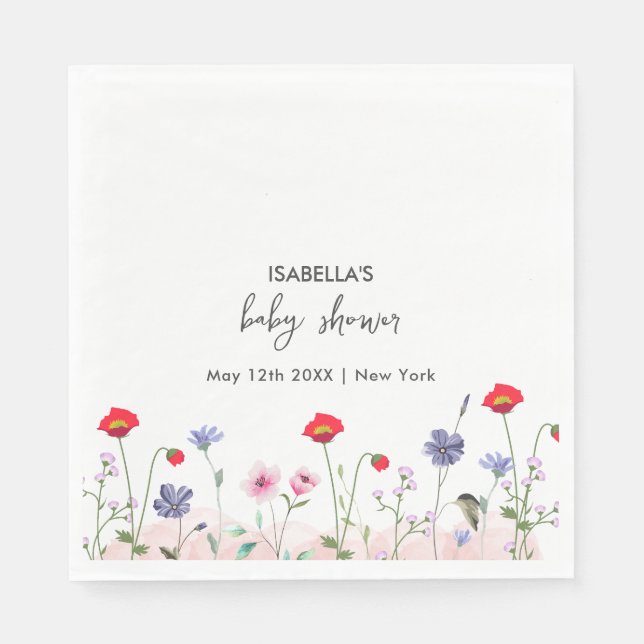 Meadow Summer WildblomBaby Shower Pappersservett (Framsidan)