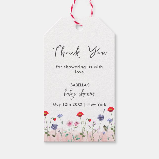 Meadow Summer WildblomBaby Shower Presentetikett (Framsidan)
