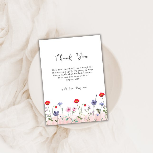 Meadow Summer WildblomBaby Shower Tack Kort (Meadow Summer Wildflower Baby Shower Thank You Card)