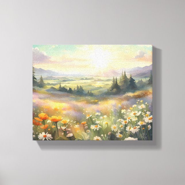 Meadow vid Sunrise Canvastryck (Framsida)