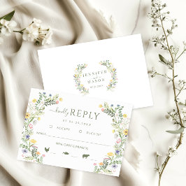 Meadow Vild Flower Rustic Bröllop Kinly Reply OSA Kort