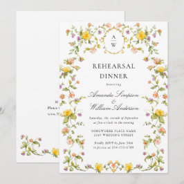 Meadow Watercolor Wildblommor Rehearsal Middag Inbjudningar