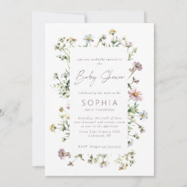 Meadow wildblomma delikat Baby Shower Inbjudningar