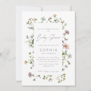 Meadow wildblomma delikat Baby Shower Inbjudningar