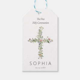 Meadow wildblomma kor den första Heligan Communion Presentetikett