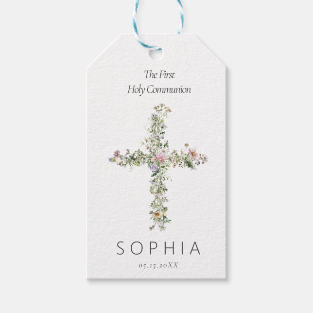 Meadow wildblomma kor den första Heligan Communion Presentetikett (Framsidan)