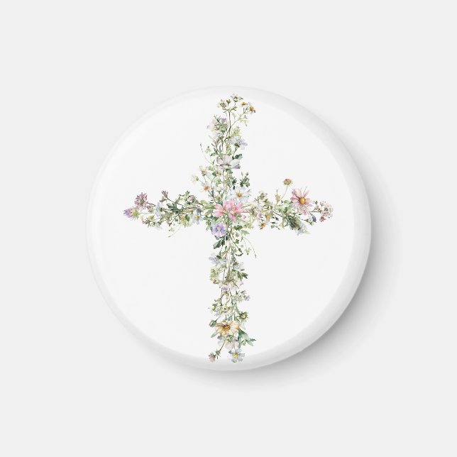 Meadow wildblomma kor Religiösa Christian Magnet (Framsidan)