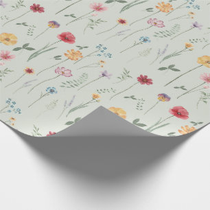 Meadow Wildblomma Mönster Cottagecore Boho Sage Presentpapper