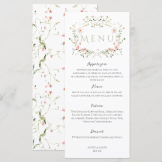 Meadow Wildblomma Rustic Boho Bröllop Meny