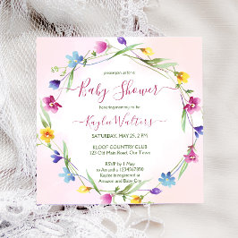 Meadow Wildblommor boho babydusch Inbjudningar