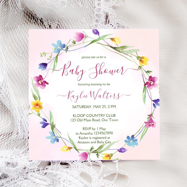 Meadow Wildblommor boho babydusch Inbjudningar (Skapare uppladdad)