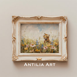 Meadow Wildblommor Painting Tiger Vild Animal Poster