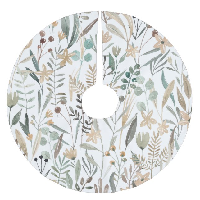 Meadow Wildblommor: Watercolor Charm. Julgransmatta Borstad Polyester (Framsidan)