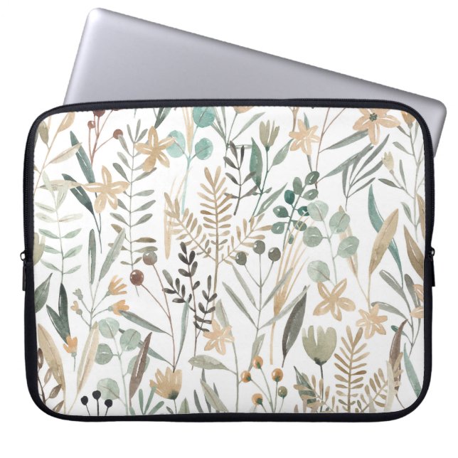 Meadow Wildblommor: Watercolor Charm. Laptop Fodral (Framsidan)