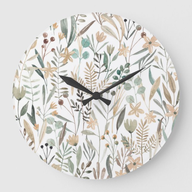 Meadow Wildblommor: Watercolor Charm. Stor Klocka (Framsida)