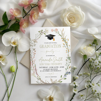 Meadow Wildflower Graduation Party Invite Inbjudningar