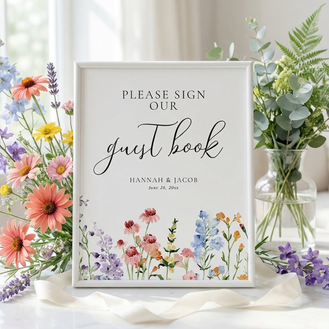 Meadow Wildflower Wedding Guest Book Sign Poster (Skapare uppladdad)