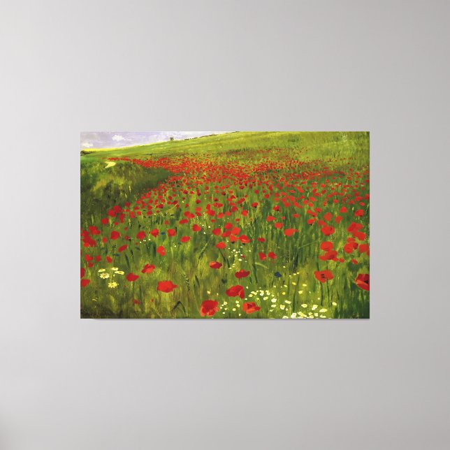 Meadow with Poppies (1896) Merse Pál Szinyei Canvastryck (Framsida)