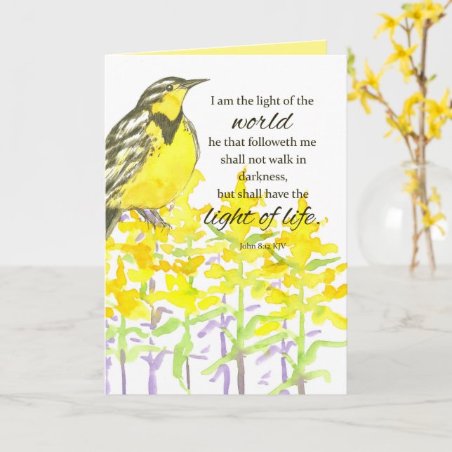 Meadowlark Bird Scripture John Light of the World Kort (Gul blomma)