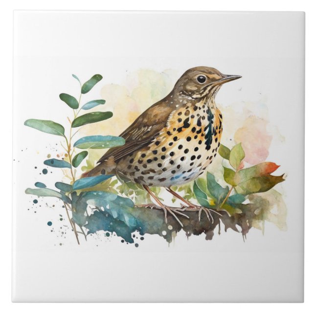 Meadowlark på en solid vit bakgrund på Gren Kakelplatta (Framsidan)
