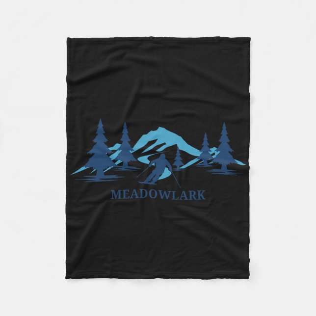 Meadowlark Wyoming Ski Resort Skiing Skier Fleecefilt (Framsidan)
