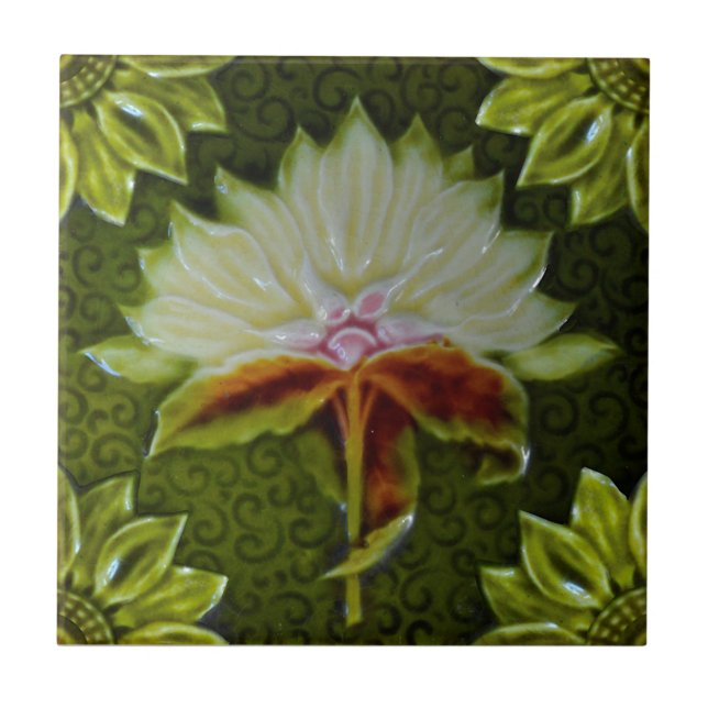 Meakin Art nouveau Majolica Faux Relief Repro Kakelplatta (Framsidan)