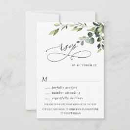 MEAL CHOICE Eucalyptus Watercolor Blommigt Bröllop OSA Kort