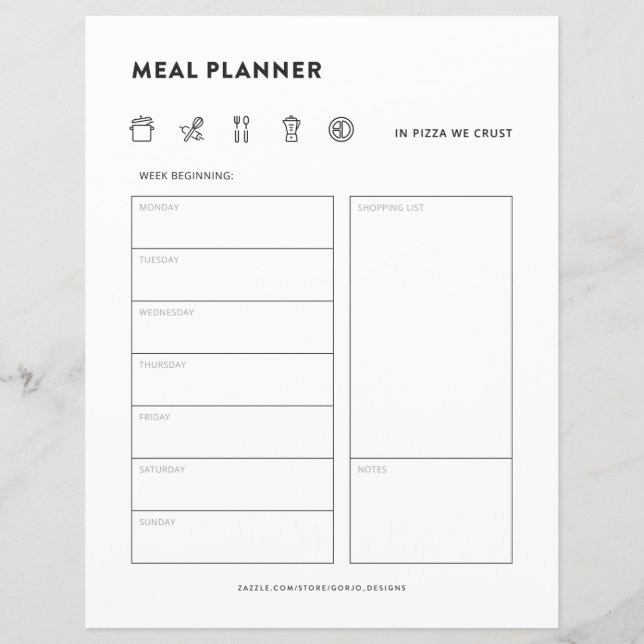 Meal Planner Family Måltider Weekly Menu Organizer (Framsida)