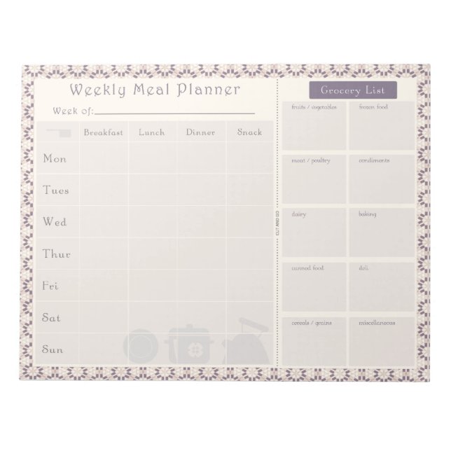 Meal Planner Lila Geo Anteckningsblock (Framsida)