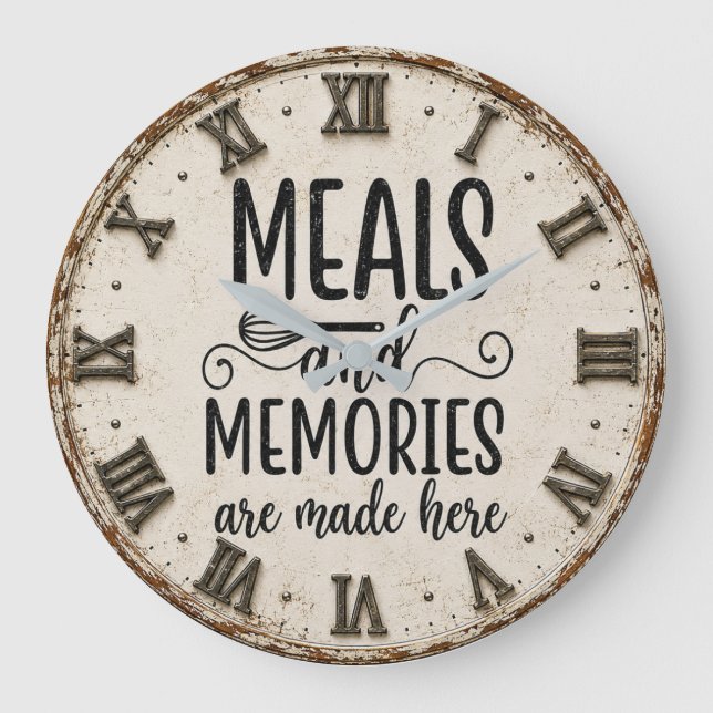 Meals and Memories Farmhouse Kitchen Stor Klocka (Framsida)