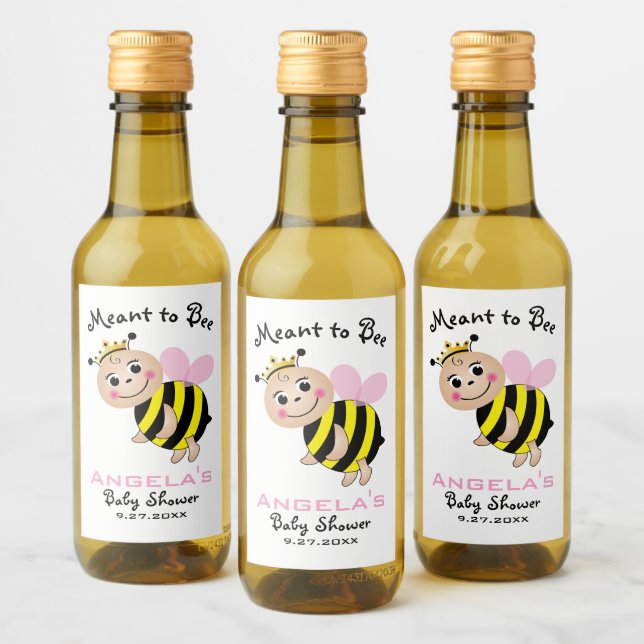 Meant to Bee Baby Shower Beverage Label Vinetikett (Flaskor)