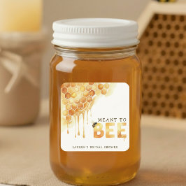 Meant to Bee Honeycomb Watercolor Bridal Shower Fyrkantigt Klistermärke