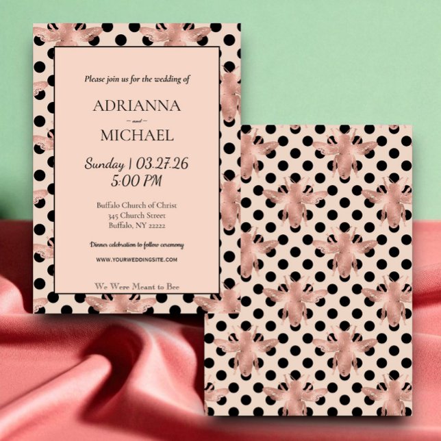Meant to Bee Rustic Pink Wedding Invitation Inbjudningar (Skapare uppladdad)