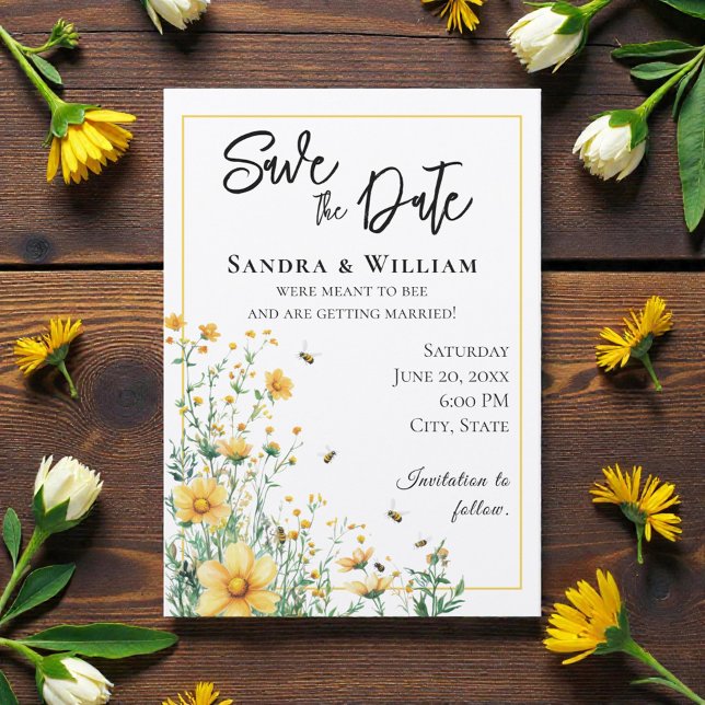 Meant to Bee Rustic Save the Date Inbjudningar (Skapare uppladdad)