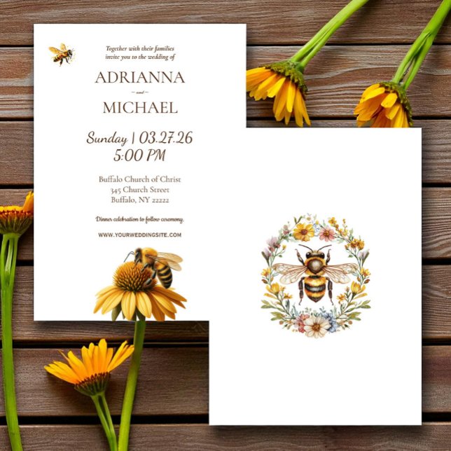 Meant to Bee Rustic Wedding Invitation Inbjudningar (Skapare uppladdad)
